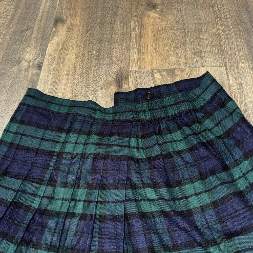 NWT Gap Teens Tartan Plaid‎ Mini Skirt Sz 14-16 Green Pleated Preppy Academia